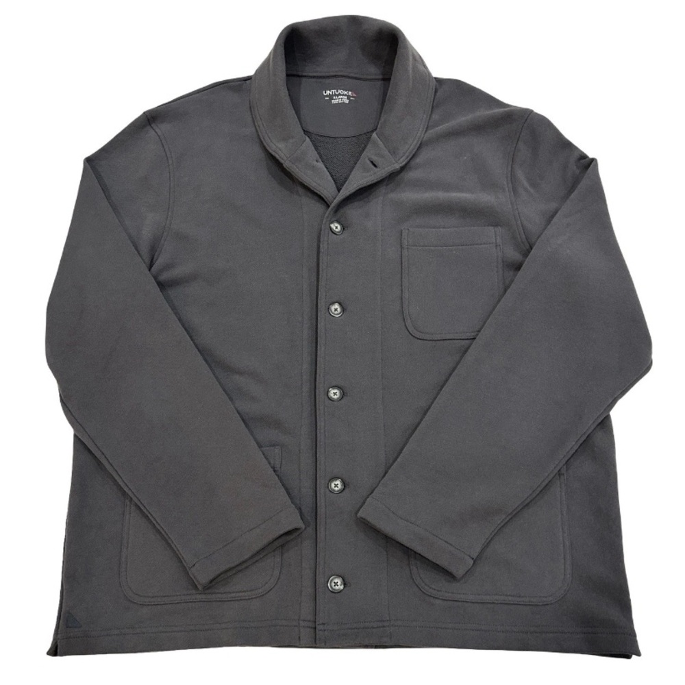 UNTUCKit Men’s Tosin Gray Jacket Button Front Shawl Collar Cardigan Preppy